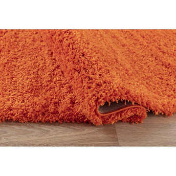Oxford OXF00 Plain Plush Soft Stain-Resistant Textured Polypropylene Shaggy Orange Round Rug-Desire Rugs-Rug Love - The Most Loved Rug Store